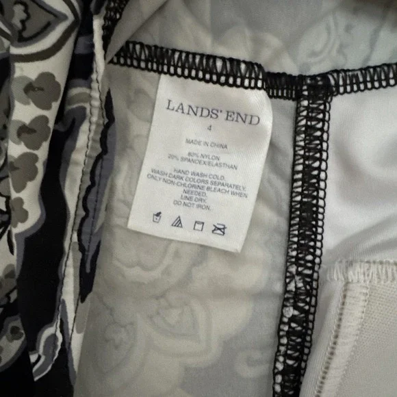 Lands' End Swimsuit Tankini Set  Black /Gray Paisley‎ Size 4 Top 6 Bottom - Picture 6 of 6